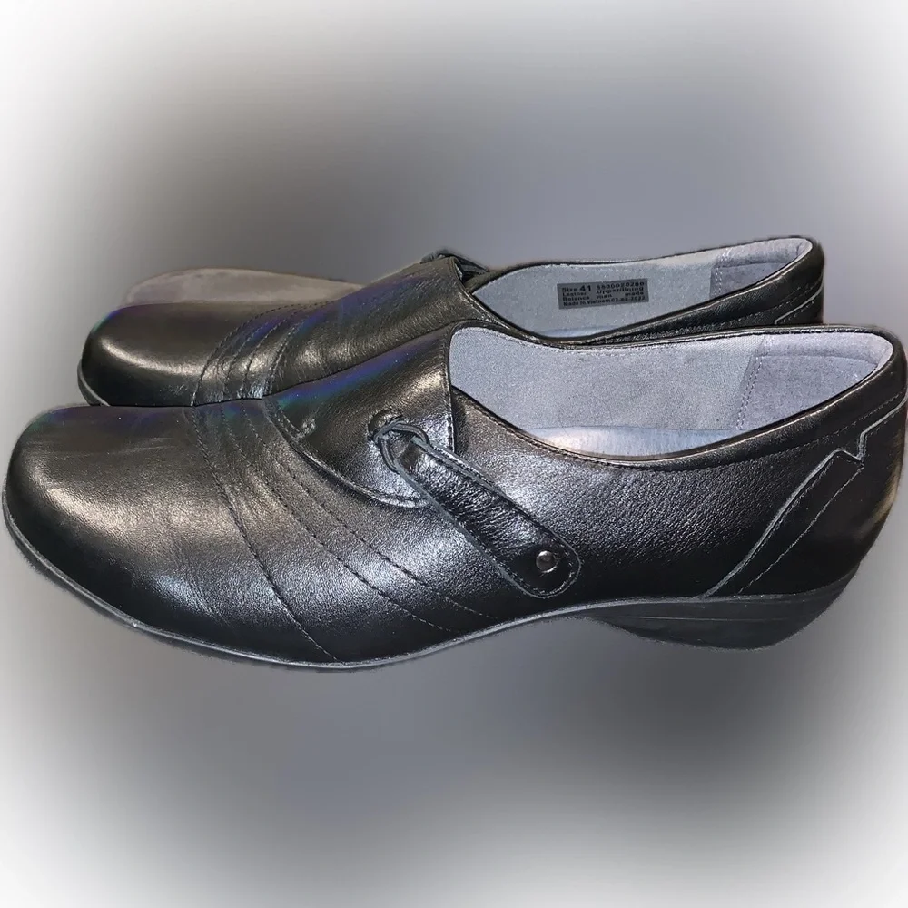 Dansko Franny Black Leather Velcro Slip On Loafers Comfy Nursing Shoes 41